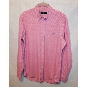 Ralph Lauren Button Down Shirt Sz S Pink Gingham Plaid Long Sleeve Preppy Spring